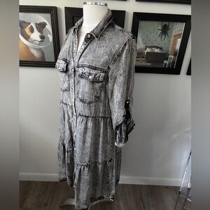 Velvet Heart, acid wash, Long Sleeve Dress, size Medium